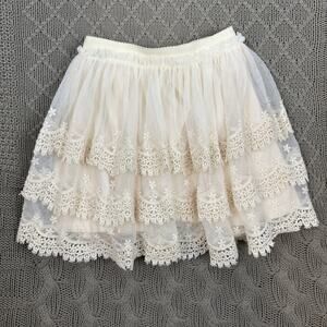 Mayoral Girls GIRLS BEIGE LACE & TULLE SKIRT Size 4 Excellent Condition